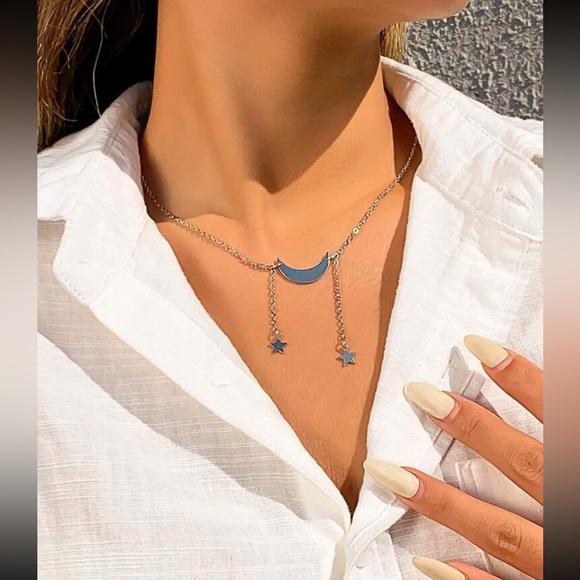 Kathrono Jewelry - 🌙 Lovely Boho Celestial Metallic Crescent Moon Star Tassel Necklace ⭐️